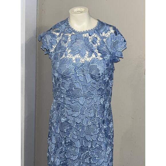 Shoshanna Midnight SZ 12 Raven Blue Cap Sleeve Lace Occasion Formal Gown NEW - Picture 4 of 10